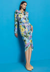 Kameya Floral Faux Wrap Dress, Blue Multi