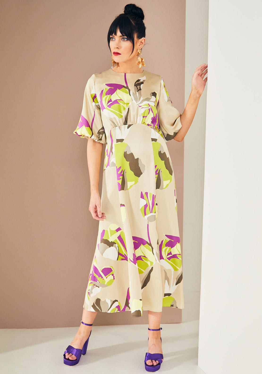 chinese dress ladies Kate Cooper Dome Waist Print Maxi Dress, Multi