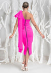 Kevan Jon Krystle One Shoulder Midi Dress, Hot Pink