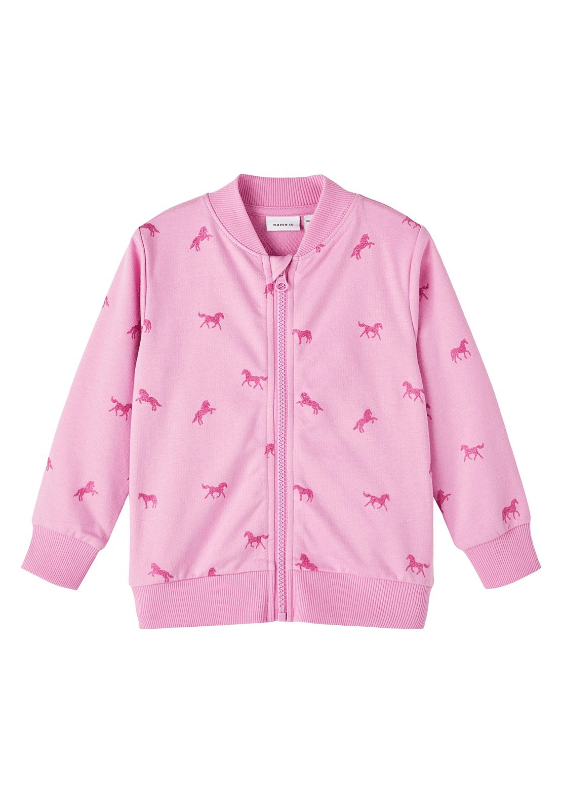 Name It Mini Girls Bascha Unicorn Graphics Full Zip, Cyclamen