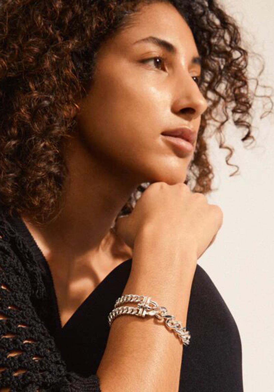 Pilgrim Friends Chunky Curb Chain Bracelet, Silver