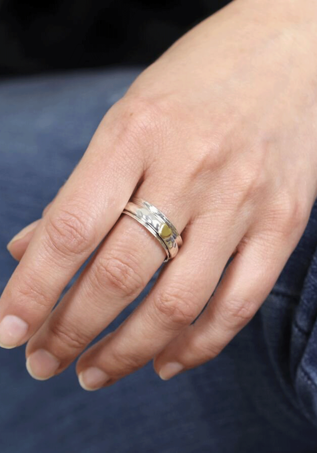 POM Heart Spinning Ring, Silver Size 55