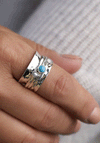 POM Turquoise, Pearl & Moonstone Spinning Ring, Silver Size 57