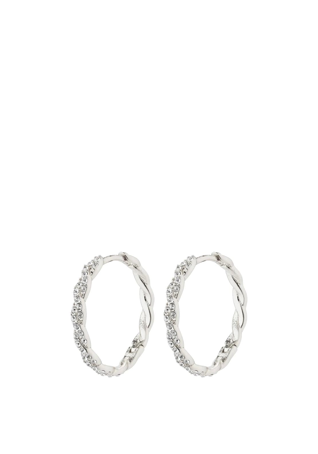 Pilgrim Twirl Crystal Hoop Earrings, Silver