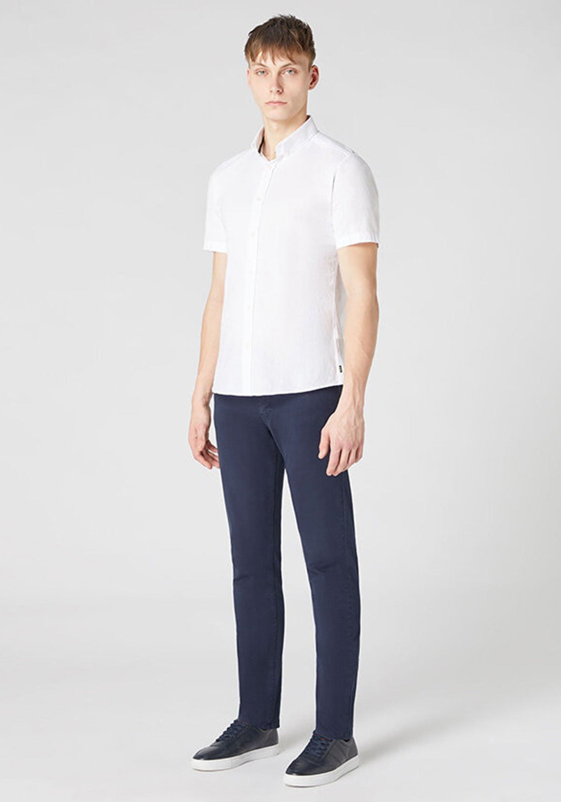 Remus Uomo Ashton Linen Blend Short Sleeve Shirt, White