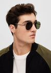 Selected Homme Jasper Aviator Sunglasses, Gold