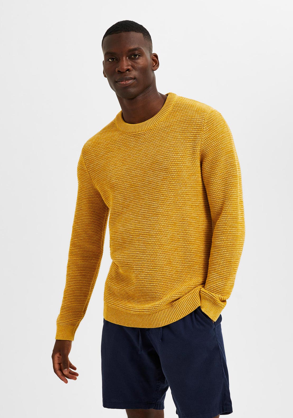 Selected Homme Vince Round Neck Jumper, Honey Twist