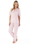Slenderella Blossom Print Short Sleeve Pyjama Set, Pink