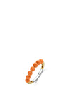Ti Sento Orange Beaded Row Ring, Gold Size 56
