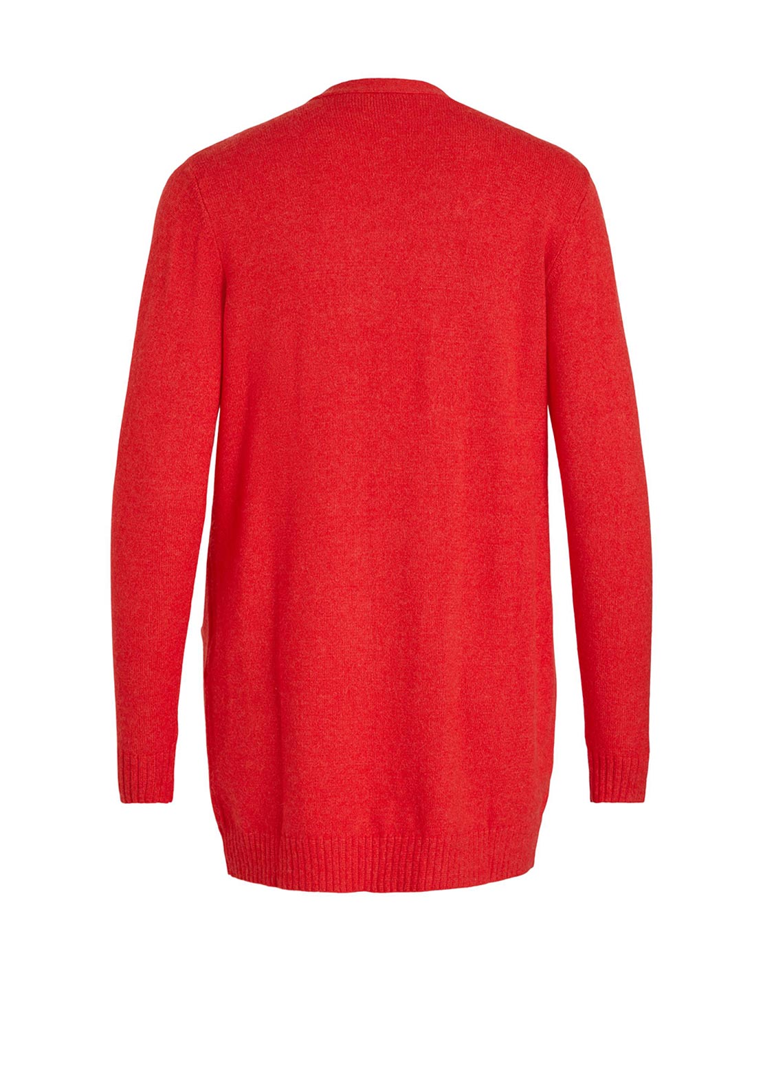 Vila Soft Knit Open Cardigan, Flame Scarlet
