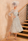 Veni Infantino Embellishment & Feather Maxi Dress, Silver