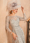 Veni Infantino Embellishment & Feather Maxi Dress, Silver