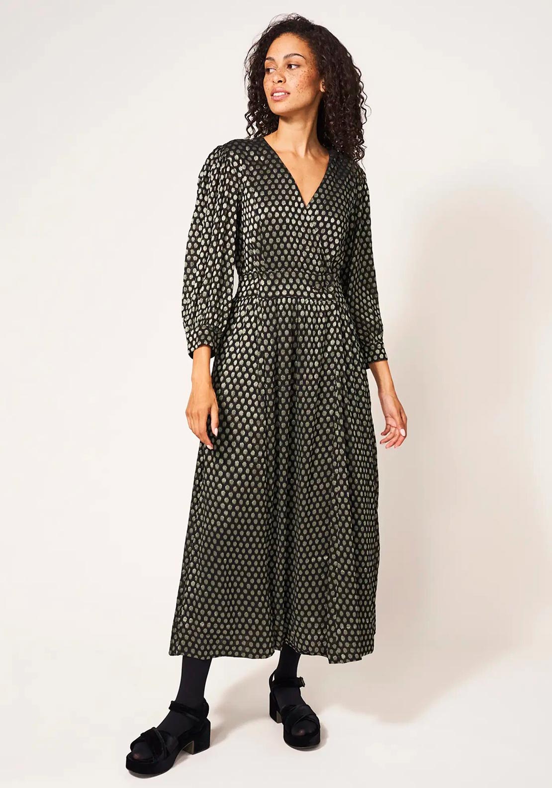White Stuff Paula Metallic Spot Maxi Dress Size UK 12, Black & Gold - McElhinneys White Stuff Paula Metallic Spot Maxi Dress Size UK 12, Black & Gold - McElhinneys