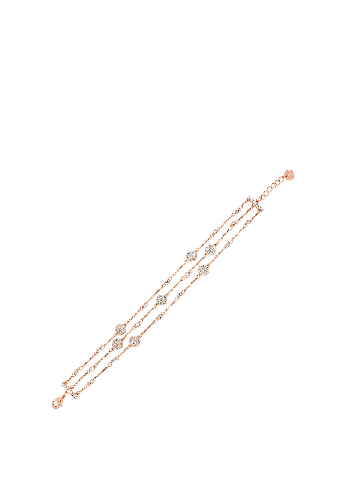Absolute Triple Chain Disc Rose Gold Bracelet, JB205RS