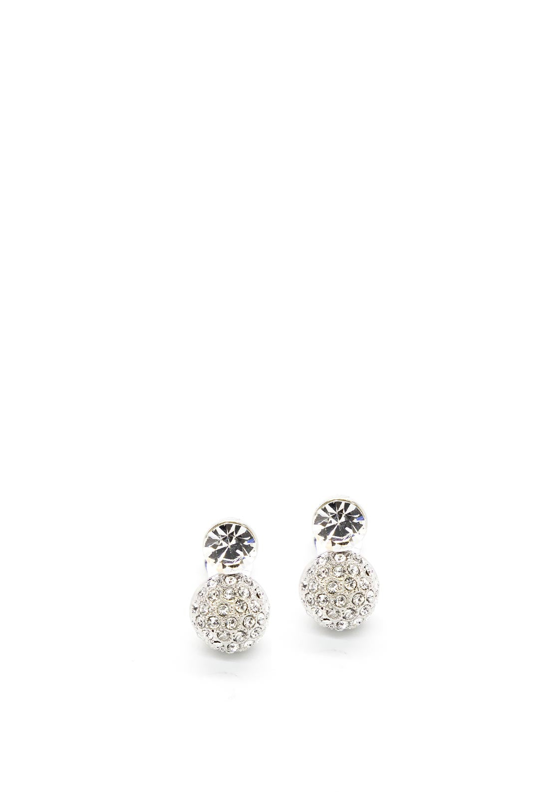 Absolute Silver Drop Diamante Clip-On Earrings