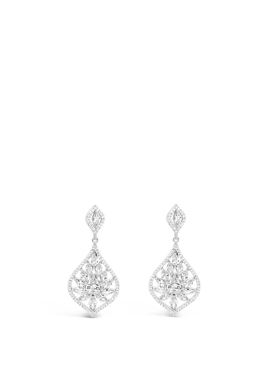 Absolute Silver Oval Drop Earrings, E1184SL