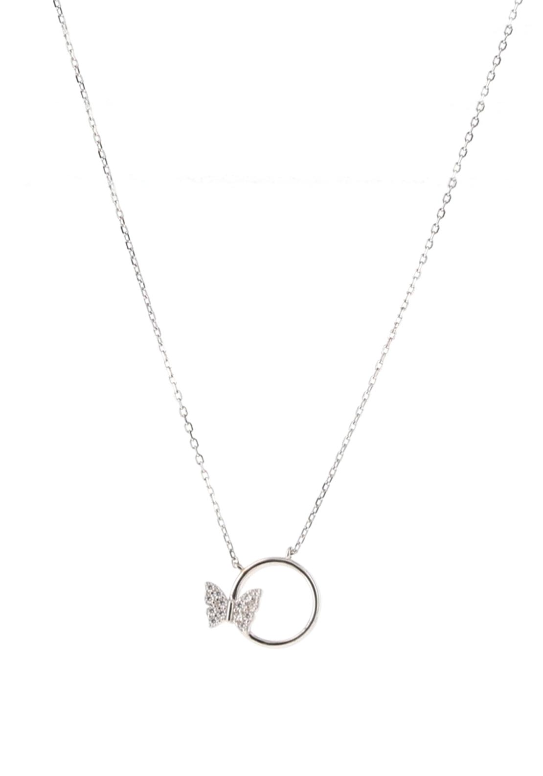 Absolute Jewellery Kids Crystal Butterfly Pendant, Silver
