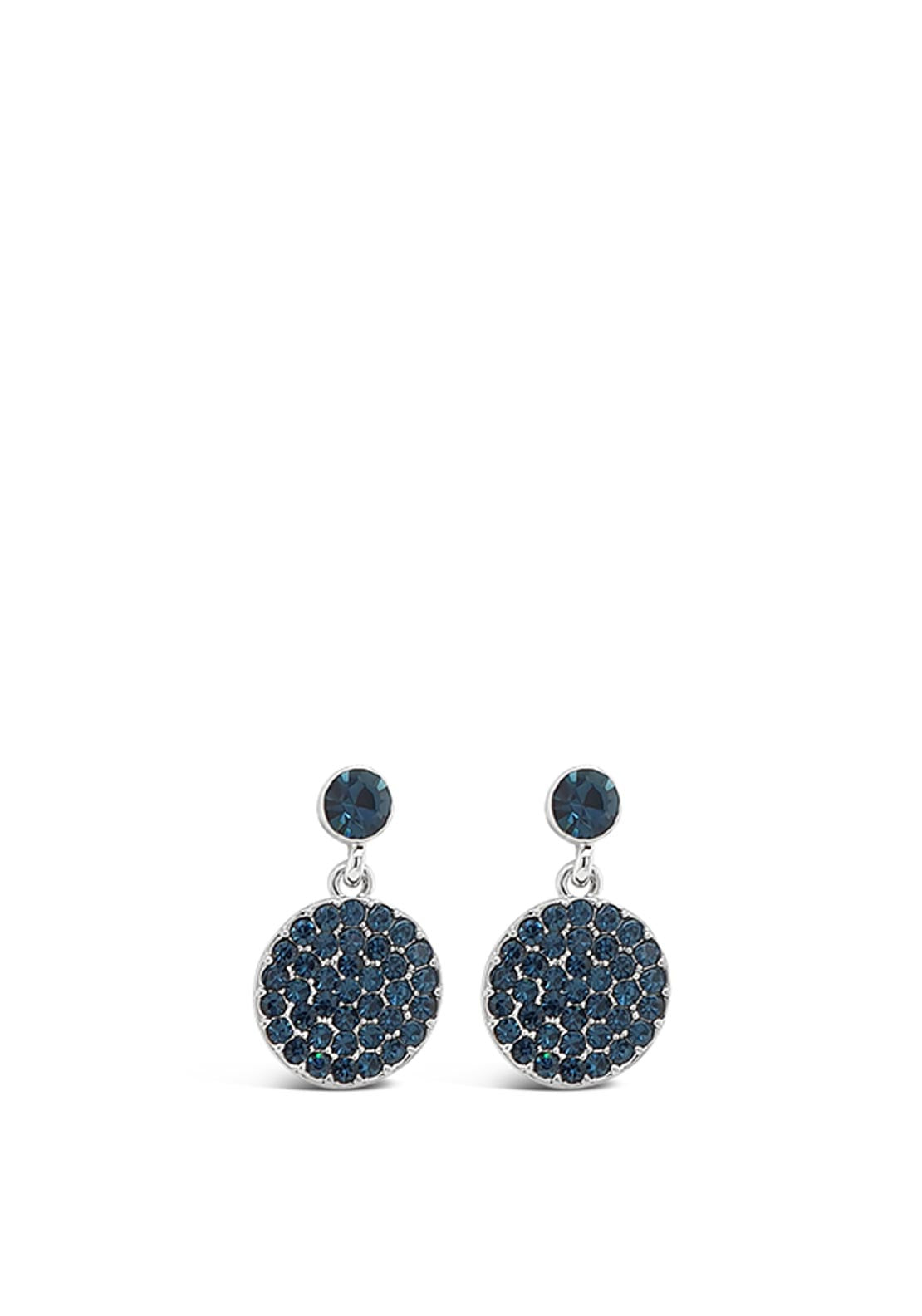 Absolute Blue Crystal Disk Drop Earrings, Silver