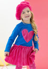 Agatha Ruiz De La Prada Velvet Heart Dress and Tights, Blue and Pink