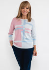 Anonymous Rhinestone Panel Fine Sweater, Blue & Pink