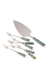 Aynsley Peacock Feather Pastry Set, Green Multi
