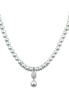 Absolute Jewellery Pearl Necklace with Pave Set Pearl Drop, White