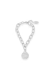 Absolute Jewellery Heavy Chain Bracelet with Pave Embellished Coin, Silver