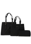 Zen Collection 3 in 1 Faux Leather Satchel Bags & Purse, Black
