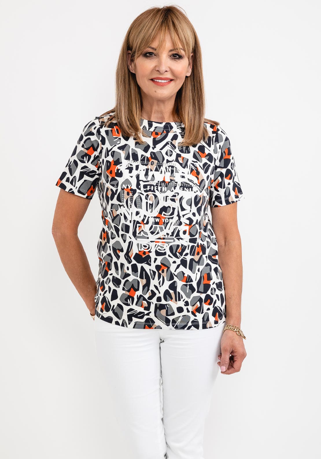 Barbara Lebek Animal Print Top Navy 61500062-870