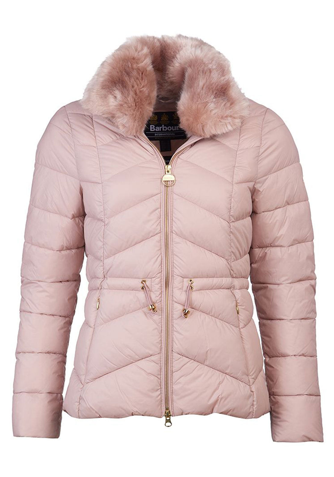 Ladies Jacket Barbour Pink Jacket With Fur Hood Barbour