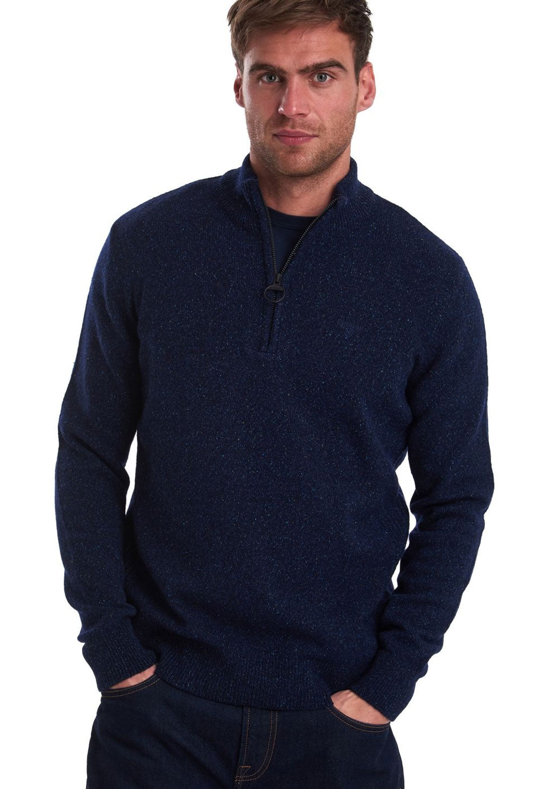 Barbour Tisbury Mens Half Zip Jumper, Navy McElhinneys