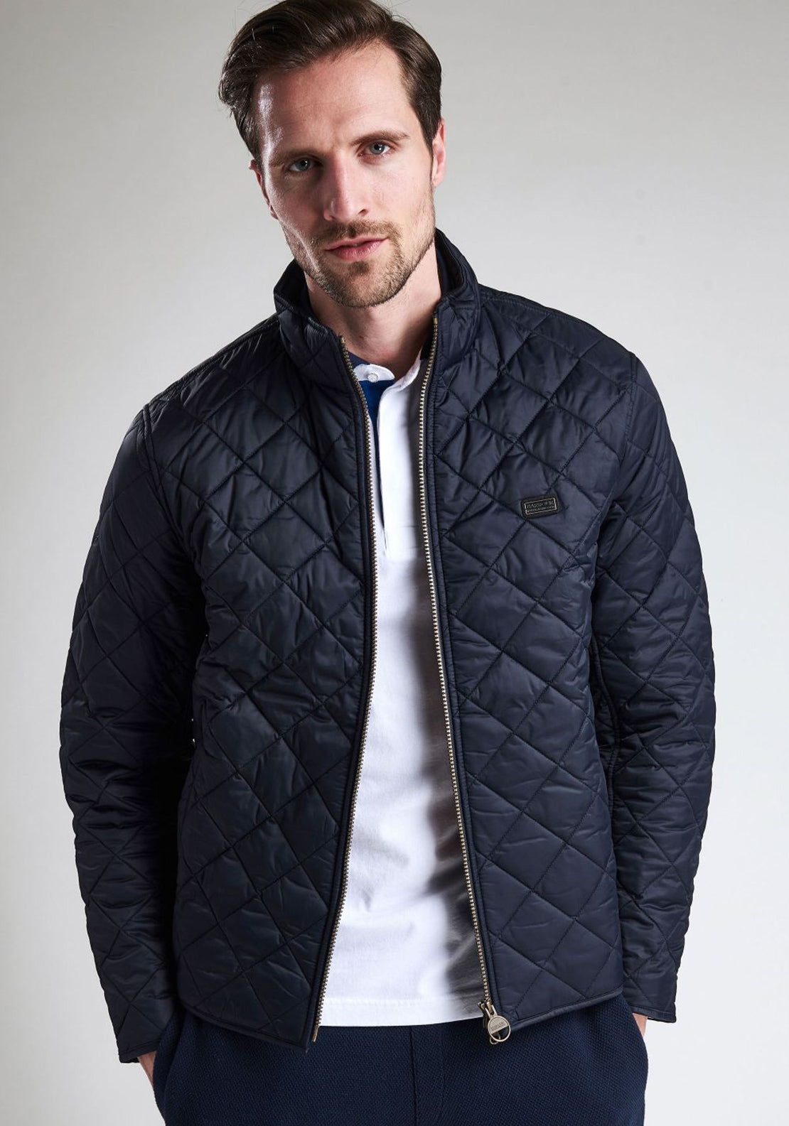 Barbour International Men's Gear Quilted Jacket, Navy McElhinneys