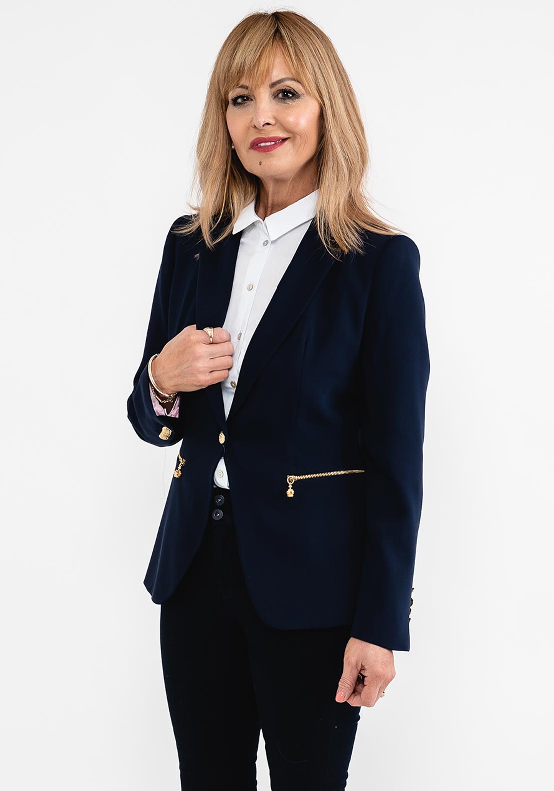Bariloche Tudela Smart Blazer Jacket With Gold Hardware Off White