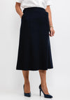 Brendella A Line Wool Midi Skirt, Navy