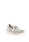 Caprice Leather Mesh Panel Slip on Trainers, Off White