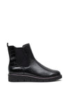Caprice Croc Panel Leather Wedged Boots, Black
