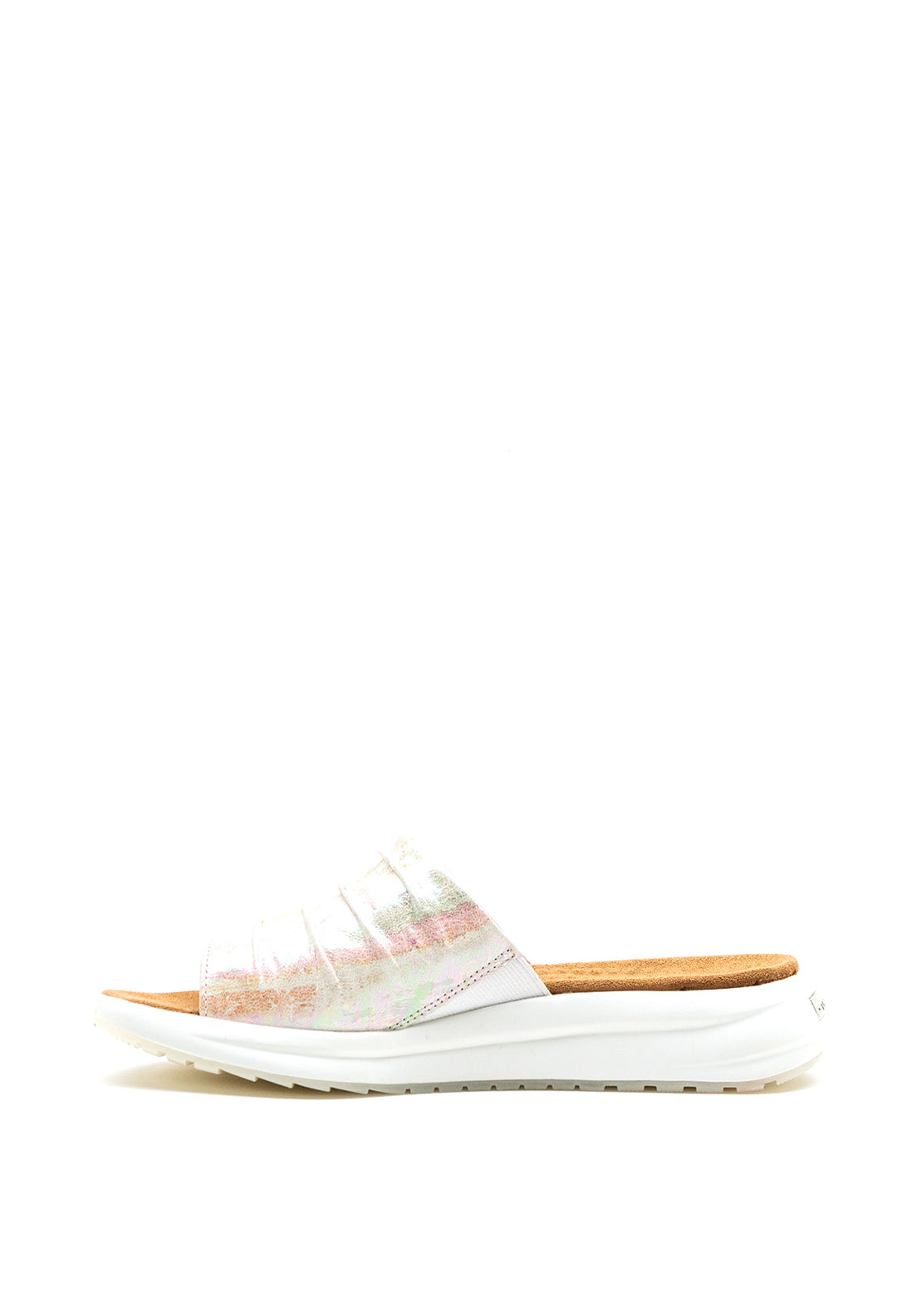 Caprice Climotion Leather Slip on Sandals, Iridescent Beige