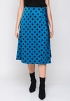 Cayro Polka Dot Wrap Over Midi Skirt, Blue