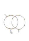 ChloBo Strength & Courage Set of 2 Bracelets, Silver & Gold