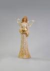 Verano Medium Angel Holding Gold Coloured Heart with Light, Gold
