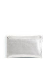 Pomares Metallic Envelope Clutch Bag, Silver