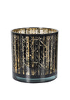 Coach House Christmas Candle Holder Vase, Black & Gold
