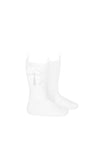 Condor Knee Socks with Side Bow, White