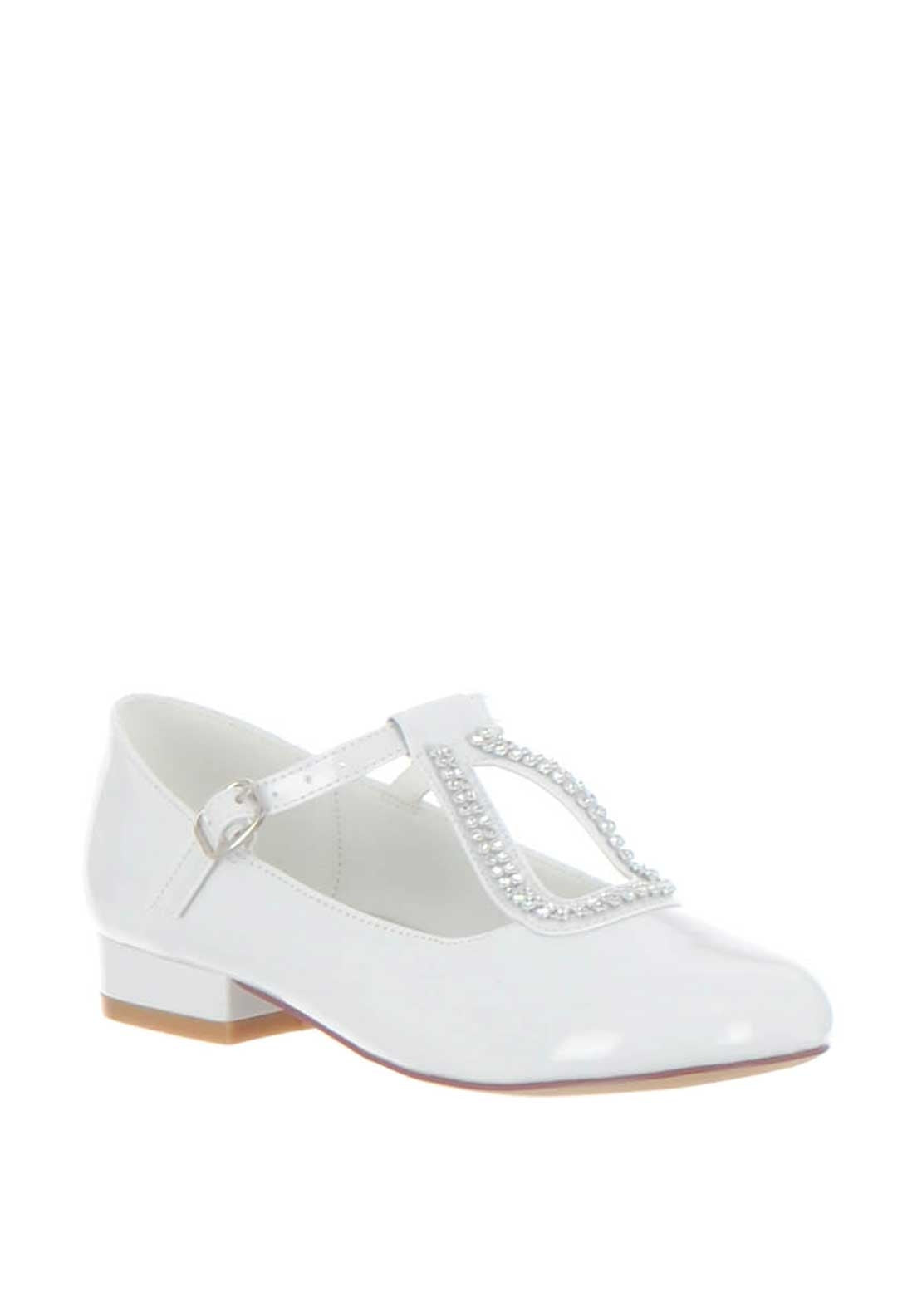 Dubarry Girls Trista Patent Communion Shoes, White McElhinneys - Main Image