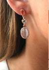 Absolute Oval Stone Crystal Earrings, Rose Gold
