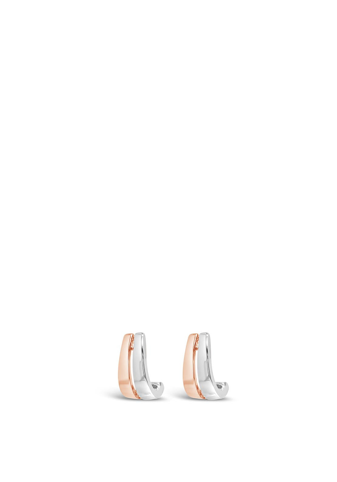 Absolute Two-Tone Semi-Hoop Earrings, Silver & Rose Gold