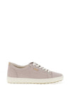 Ecco Womens Soft 7 Leather Suede Trainers, Grey Rose