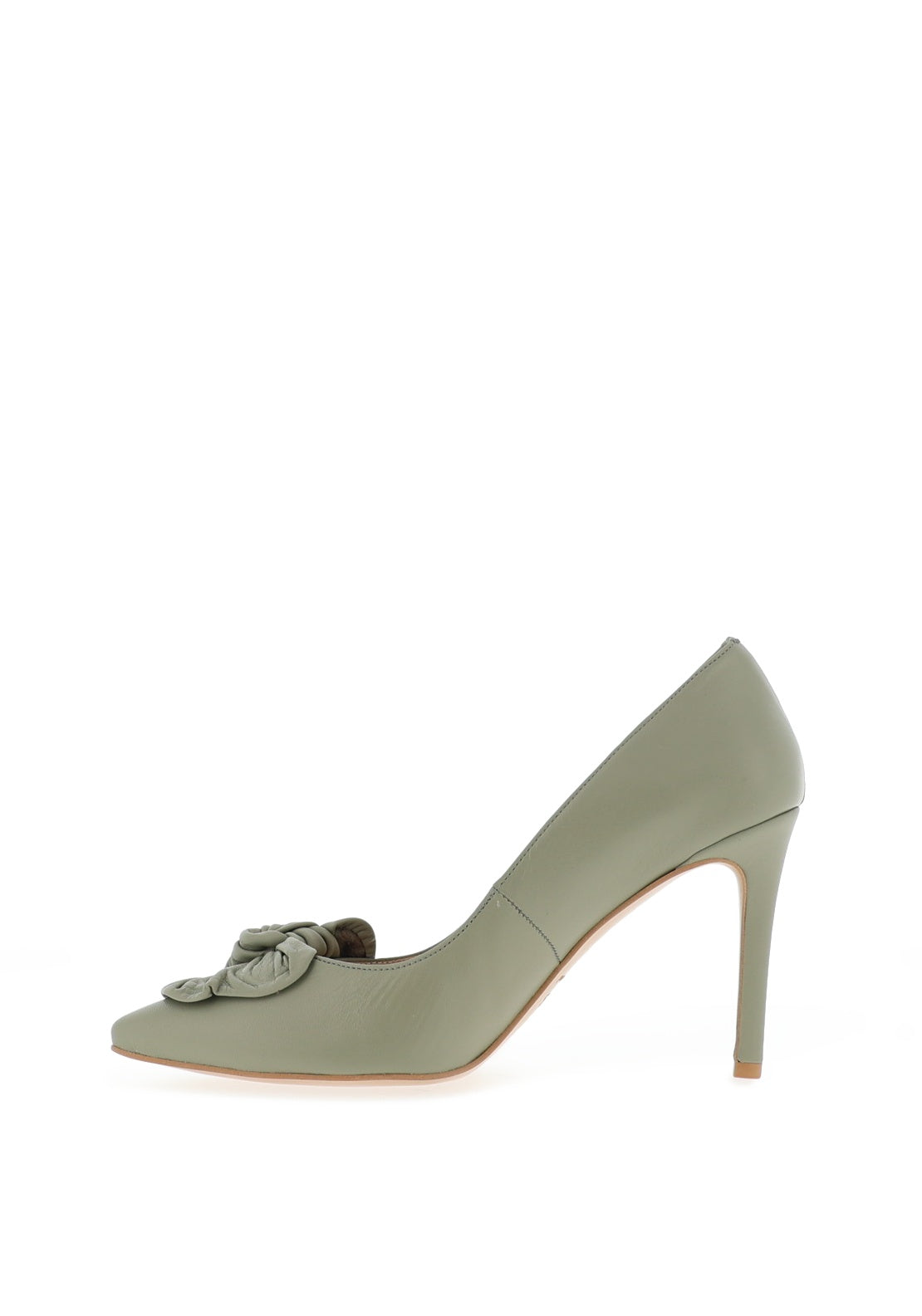 Emis Leather Knot Bow Court Shoes, Green