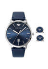 Emporio Armani 80032 Men’s Blue Leather Watch & Cufflinks Gift Set