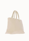 Zen Collection Large Woven Detail Satchel Bag, Cream
